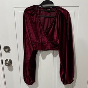 L&B Lucky & Blessed Elegant Burgundy Wrap Top